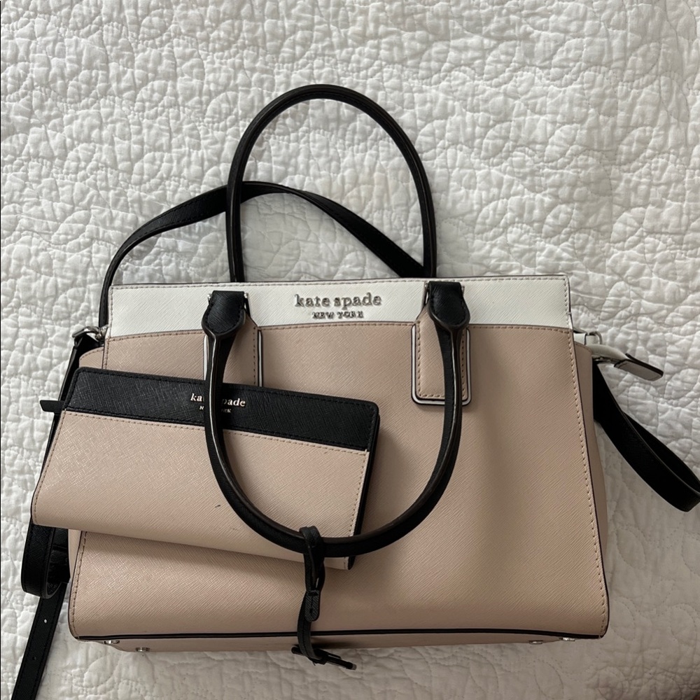 Kate Spade Black and Cream Satchel Set